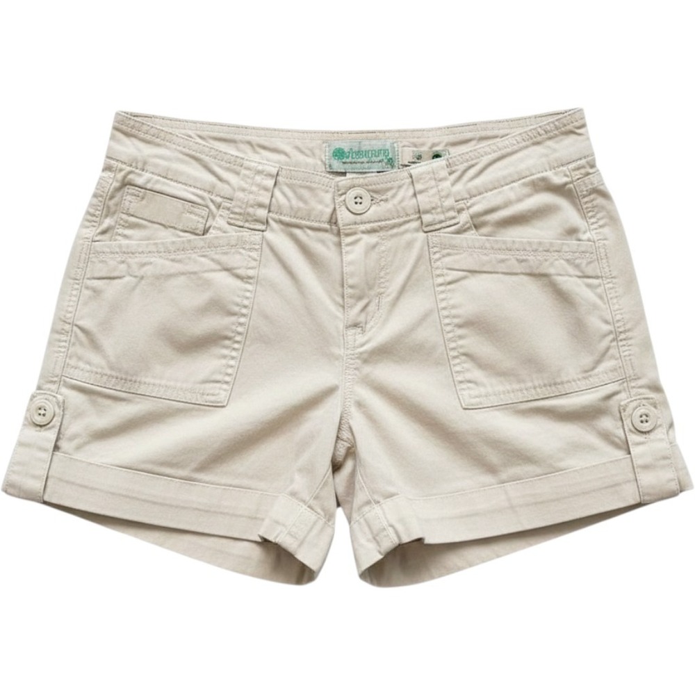 Aventura Cargo Shorts Women 4 Cream Excellent Organic Cotton Rolled Hem Utility
